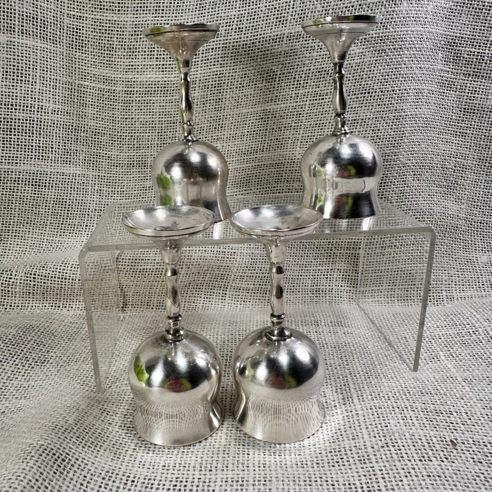 Vintage Silver Plate Cordial Goblets‎ Set of 4 Old World Barware Cottagecore